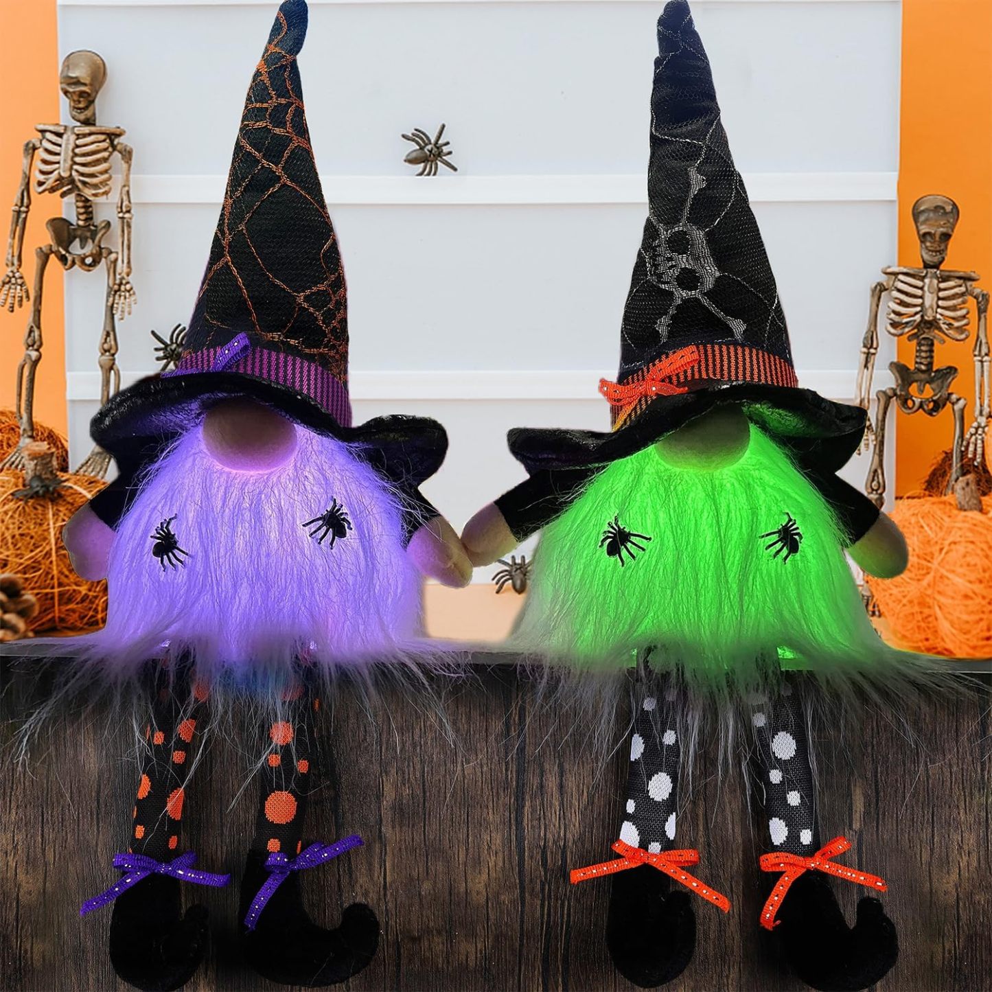 2 Pack Halloween Lighted Gnomes 17"