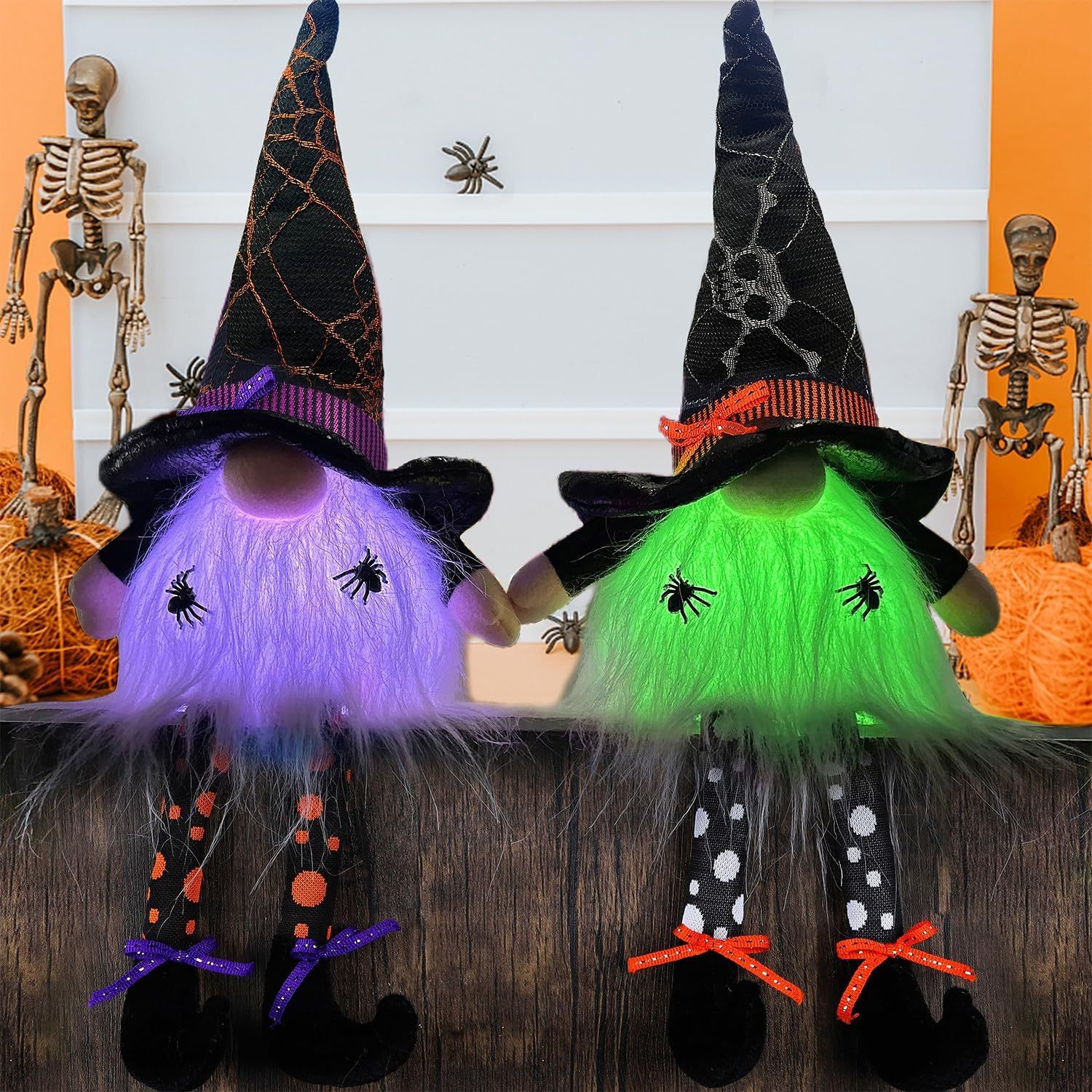 2 Pack Halloween Lighted Gnomes 17"