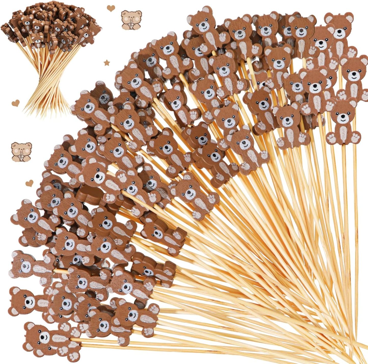 100 Pcs Bear Cocktail Picks 4.7 Inch
