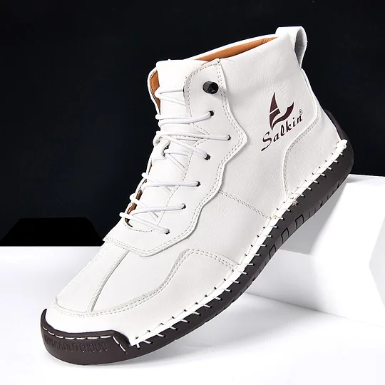 (⏰Limited Time Sale 70% OFF) Men's Orthopedic Comfortable Handmade Leather Boots - Waterproof, Non-Slip, Arch Support, Wide Toe, Shock-Absorbing, Outdoor Leather Boots      (4)View