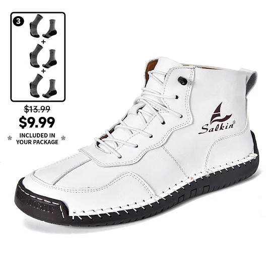 (⏰Limited Time Sale 70% OFF) Men's Orthopedic Comfortable Handmade Leather Boots - Waterproof, Non-Slip, Arch Support, Wide Toe, Shock-Absorbing, Outdoor Leather Boots      (4)View