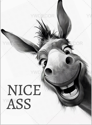 🏡✨Funny Bathroom Wall Art - "Nice Ass" Donkey Print