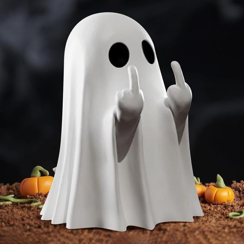 🔥LAST DAY 49% OFF - 👻🖤Halloween Ghost Figurine – Spooky Resin Middle Finger Ghost Decor
