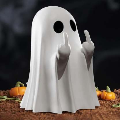 🔥LAST DAY 49% OFF - 👻🖤Halloween Ghost Figurine – Spooky Resin Middle Finger Ghost Decor