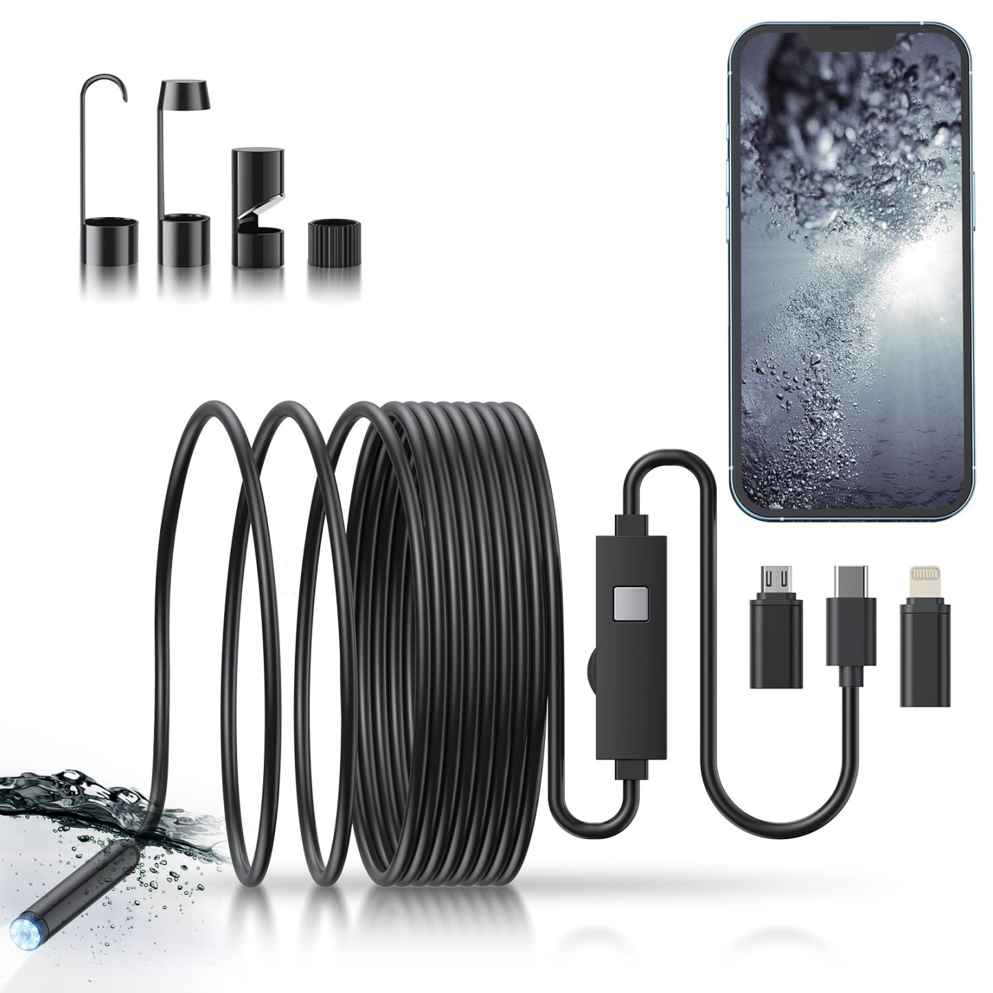 🔎 Plug-and-Play Endoscope Camera – Compatible with Android & iPhone &