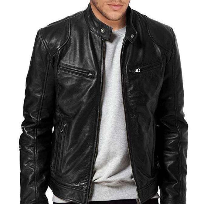 Men's Artificial Leather Biker Jacket