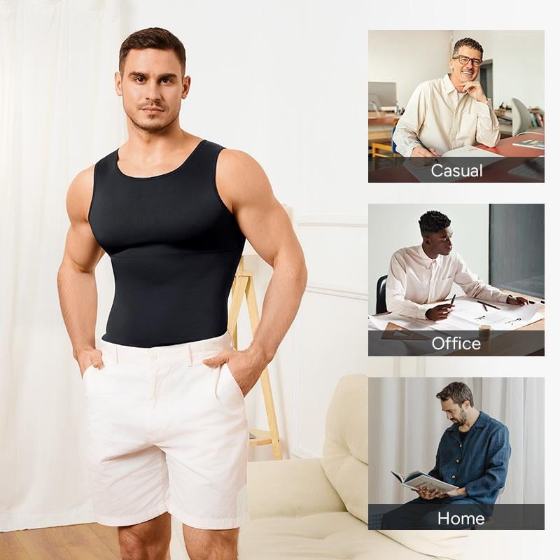 Men's Sleeveless Solid Crew Neck Shapewear Undershirt