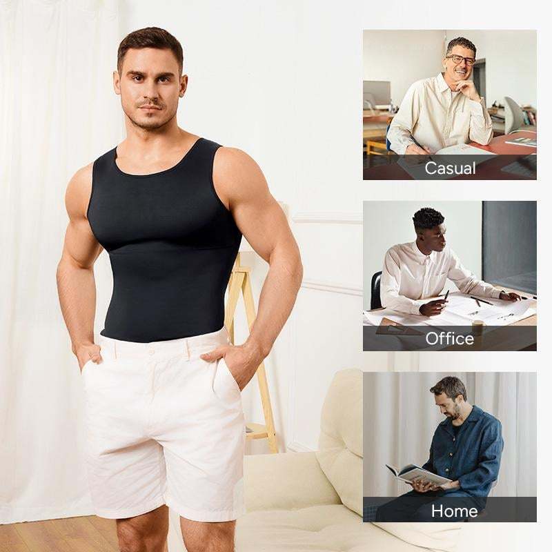 Men's Sleeveless Solid Crew Neck Shapewear Undershirt