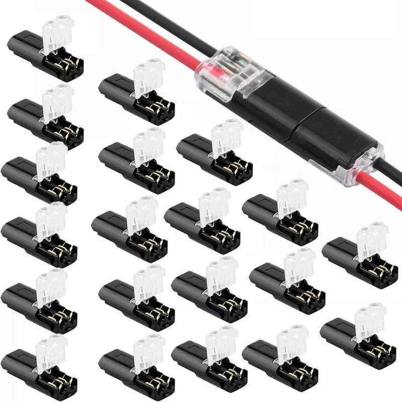2-Pin Solderless Wire Connector – Compact Plug for LED Strips & 18–22 