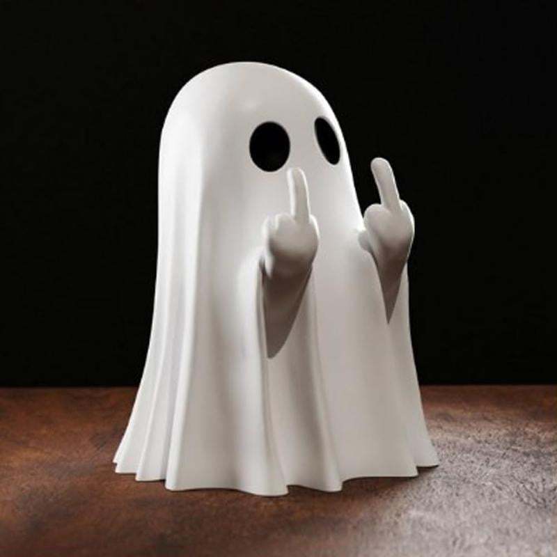 🔥LAST DAY 49% OFF - 👻🖤Halloween Ghost Figurine – Spooky Resin Middle Finger Ghost Decor