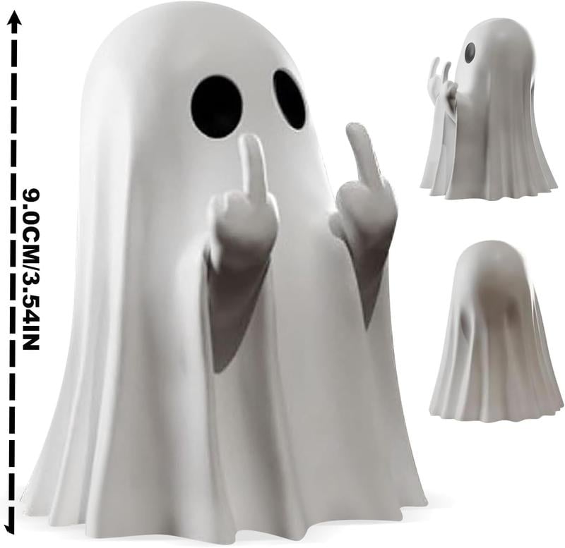 🔥LAST DAY 49% OFF - 👻🖤Halloween Ghost Figurine – Spooky Resin Middle Finger Ghost Decor