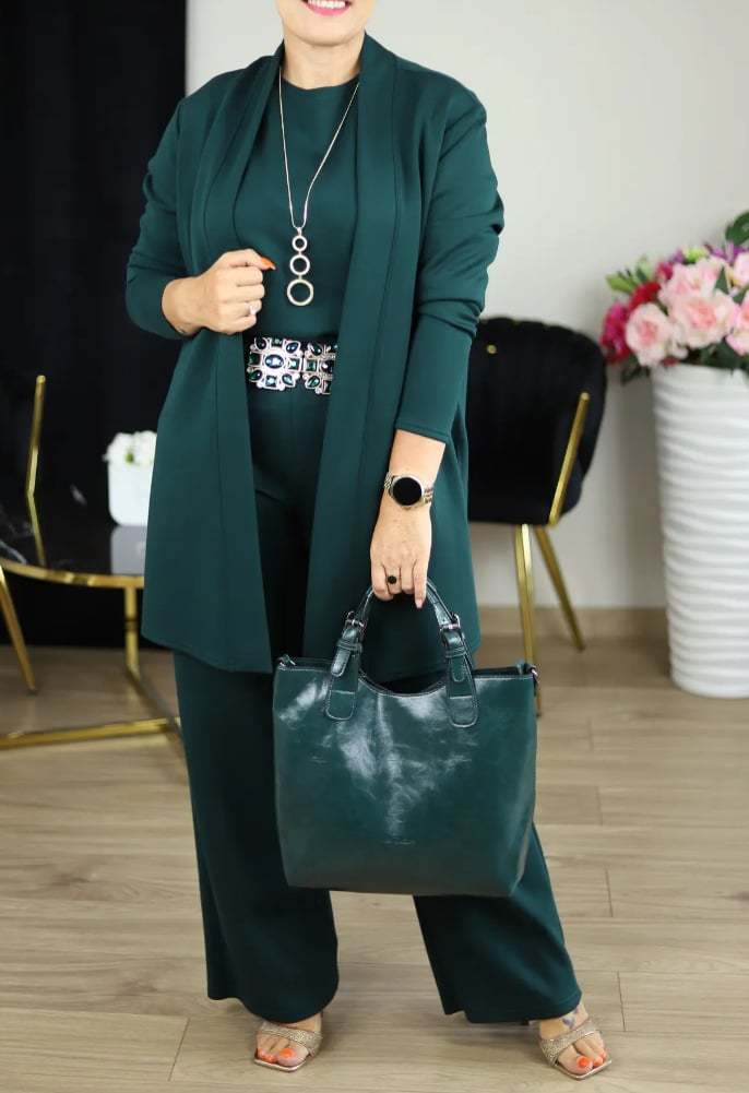 ⏳Weekend Special⏰Elegant 3-piece Set Including Long Cardigan, Top and Pants💞💞