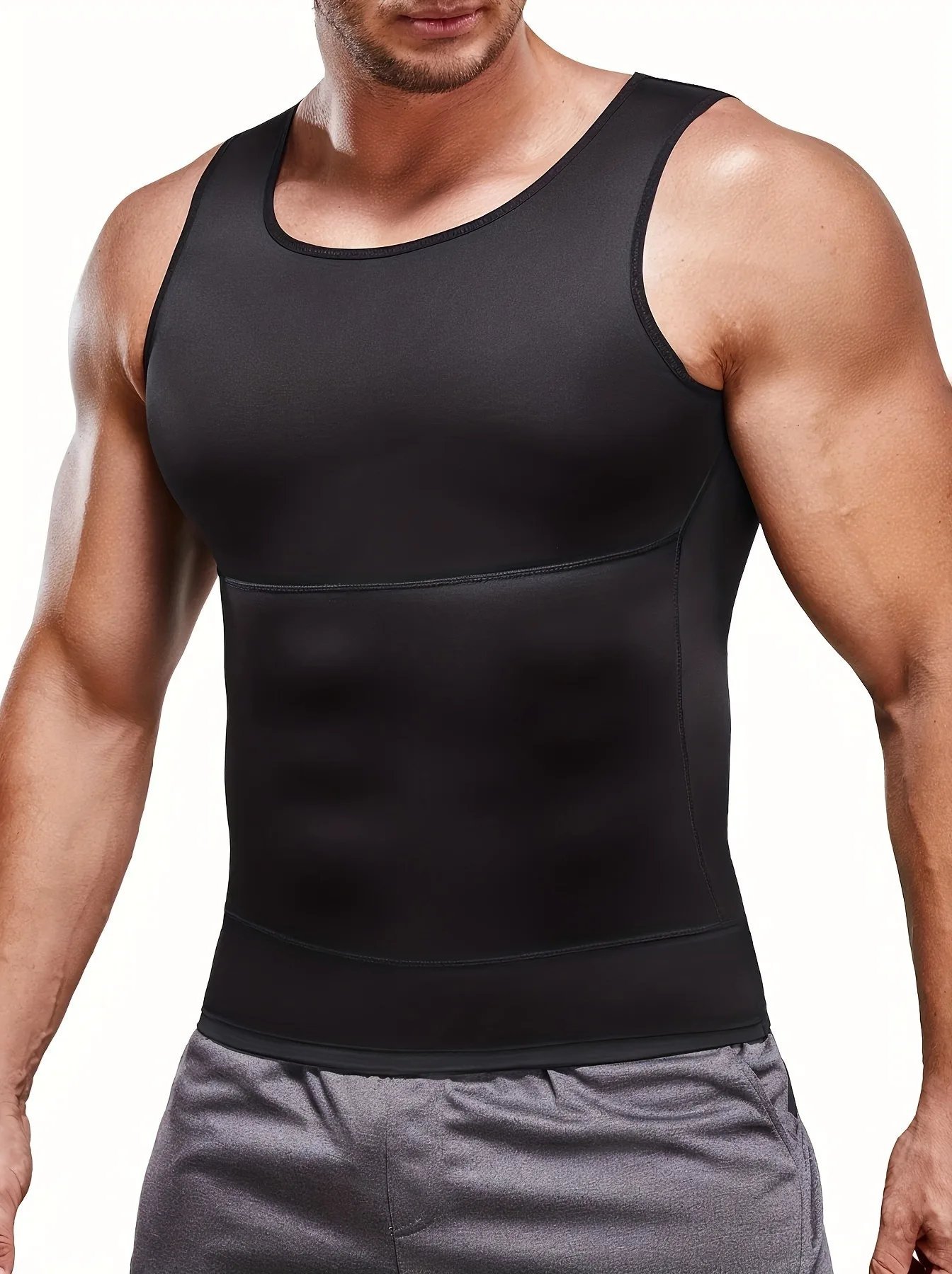 Men's Sleeveless Solid Crew Neck Shapewear Undershirt