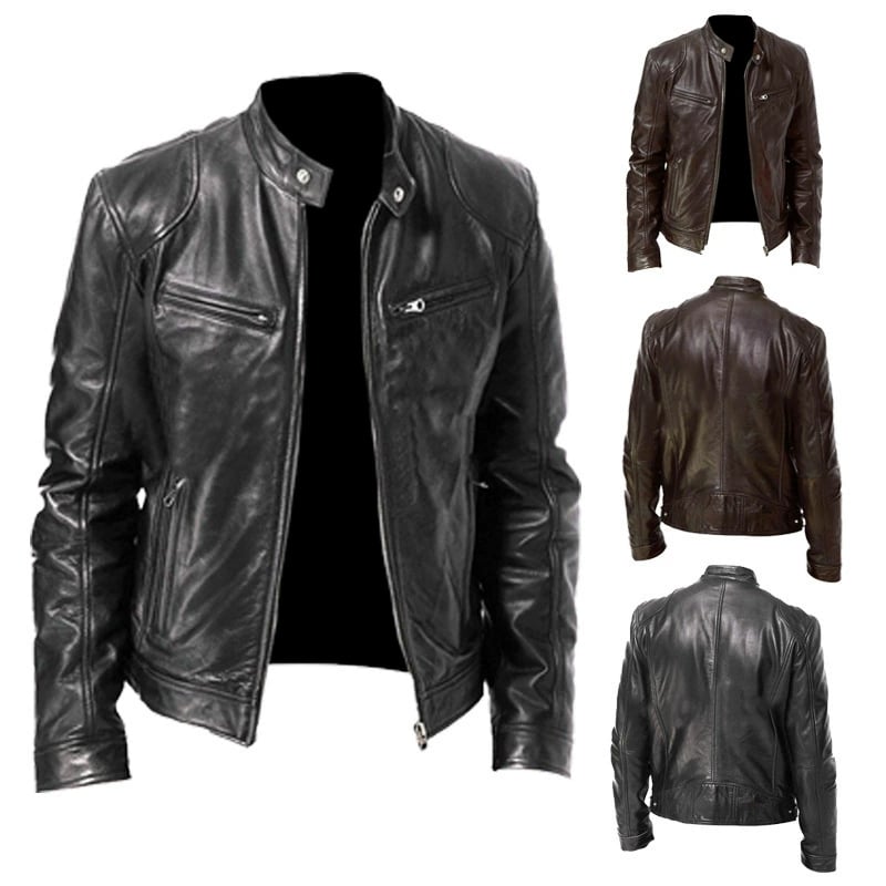 Men's Artificial Leather Biker Jacket