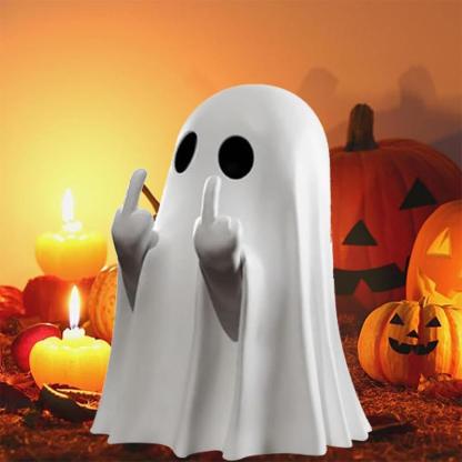 🔥LAST DAY 49% OFF - 👻🖤Halloween Ghost Figurine – Spooky Resin Middle Finger Ghost Decor