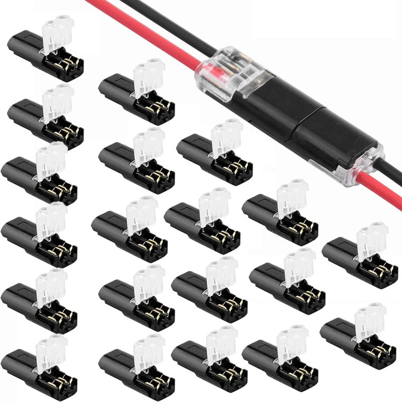 2-Pin Solderless Wire Connector – Compact Plug for LED Strips & 18–22 AWG Cables