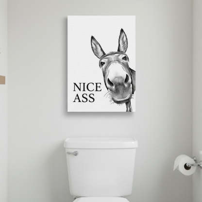 🏡✨Funny Bathroom Wall Art - "Nice Ass" Donkey Print