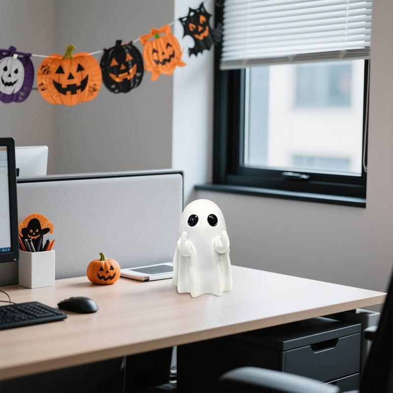 🔥LAST DAY 49% OFF - 👻🖤Halloween Ghost Figurine – Spooky Resin Middle Finger Ghost Decor