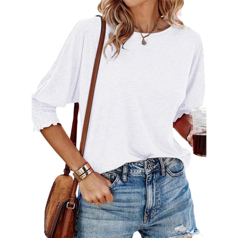 Women's 2025 Fashion Tops 3/4 Sleeve T-Shirts Cute Crewneck Basic Busi