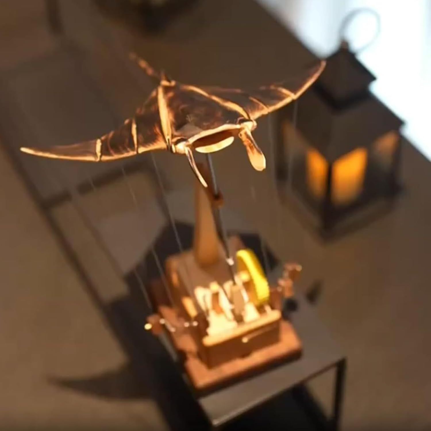 Wooden Figurines | Wooden Manta Ray Mechanical Figurine,Decorative Home Decor for Desk Table Shelf Porch Indoor Birthday Office Living Room Bar Bedroom Entryway Mantel Window