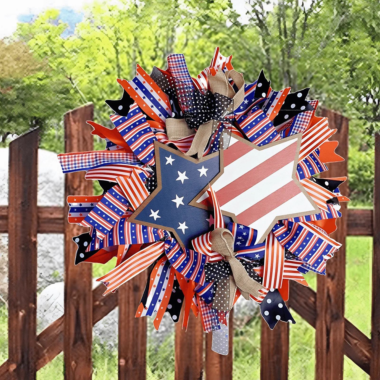 🏵100% Handmade American Patriotic Star Wreath (Mariana Smith Handmade®)