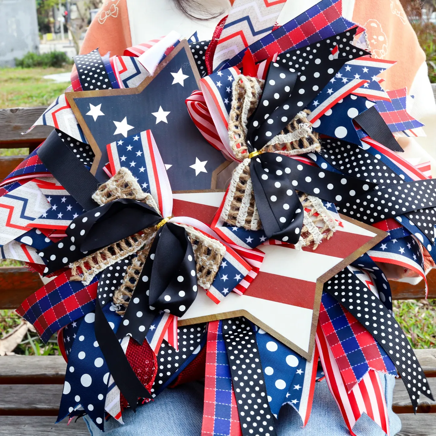 🏵100% Handmade American Patriotic Star Wreath (Mariana Smith Handmade®)