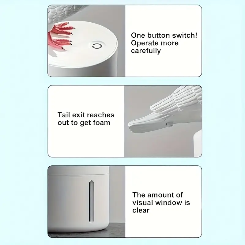 funny pigeon design foam soap dispenser freestanding automatic hand soap dispenser for kitchen bathroom non contact plastic   requires 4 aa batteries not included battery operated details 1