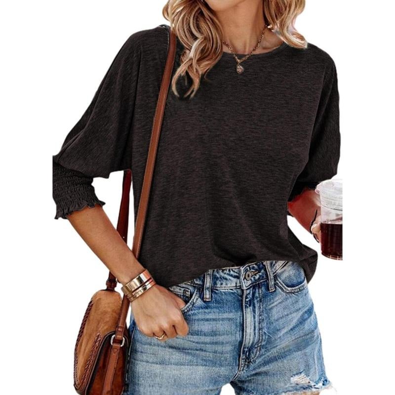 Women's 2025 Fashion Tops 3/4 Sleeve T-Shirts Cute Crewneck Basic Business Tees