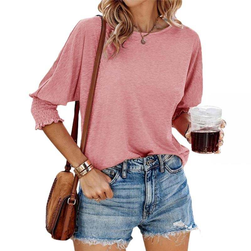 Women's 2025 Fashion Tops 3/4 Sleeve T-Shirts Cute Crewneck Basic Business Tees