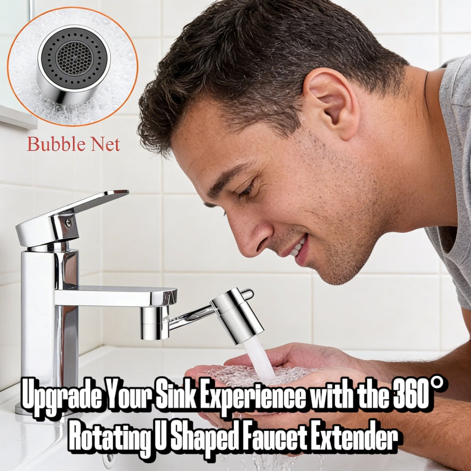 🔥Last Day 50% OFF🔥Swivel Rotatable Tap Aerator Extension 2-Mode Splash All-Angle Precision Control