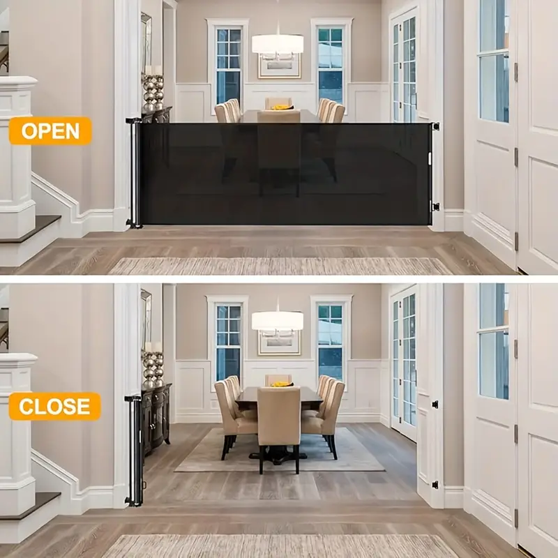 177 inch extra wide retractable   door 34 inch high retractable gate extra wide pet door adjustable mount fits any baseboard with automatic safety   installation kit suitable for indoor and outdoor use in many places details 4