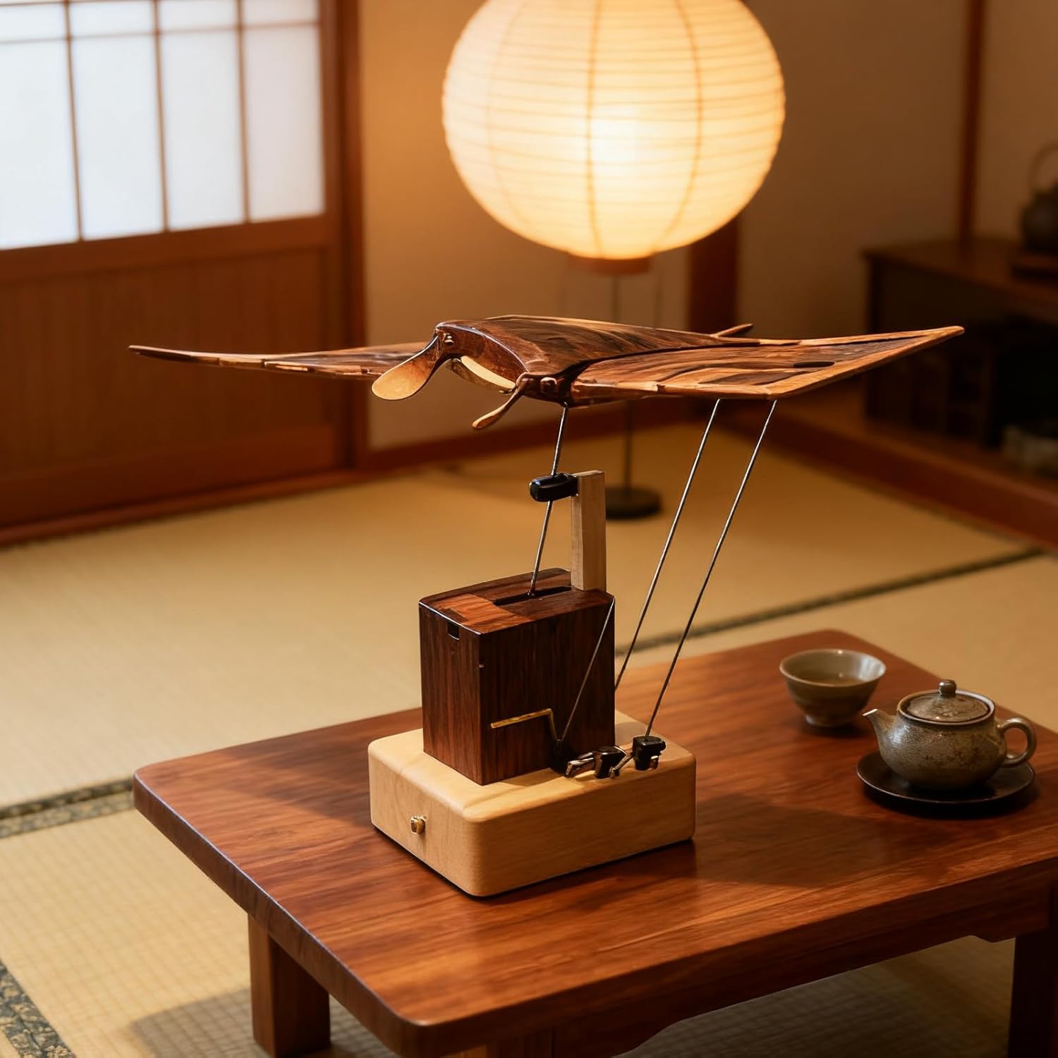 Wooden Figurines | Wooden Manta Ray Mechanical Figurine,Decorative Home Decor for Desk Table Shelf Porch Indoor Birthday Office Living Room Bar Bedroom Entryway Mantel Window