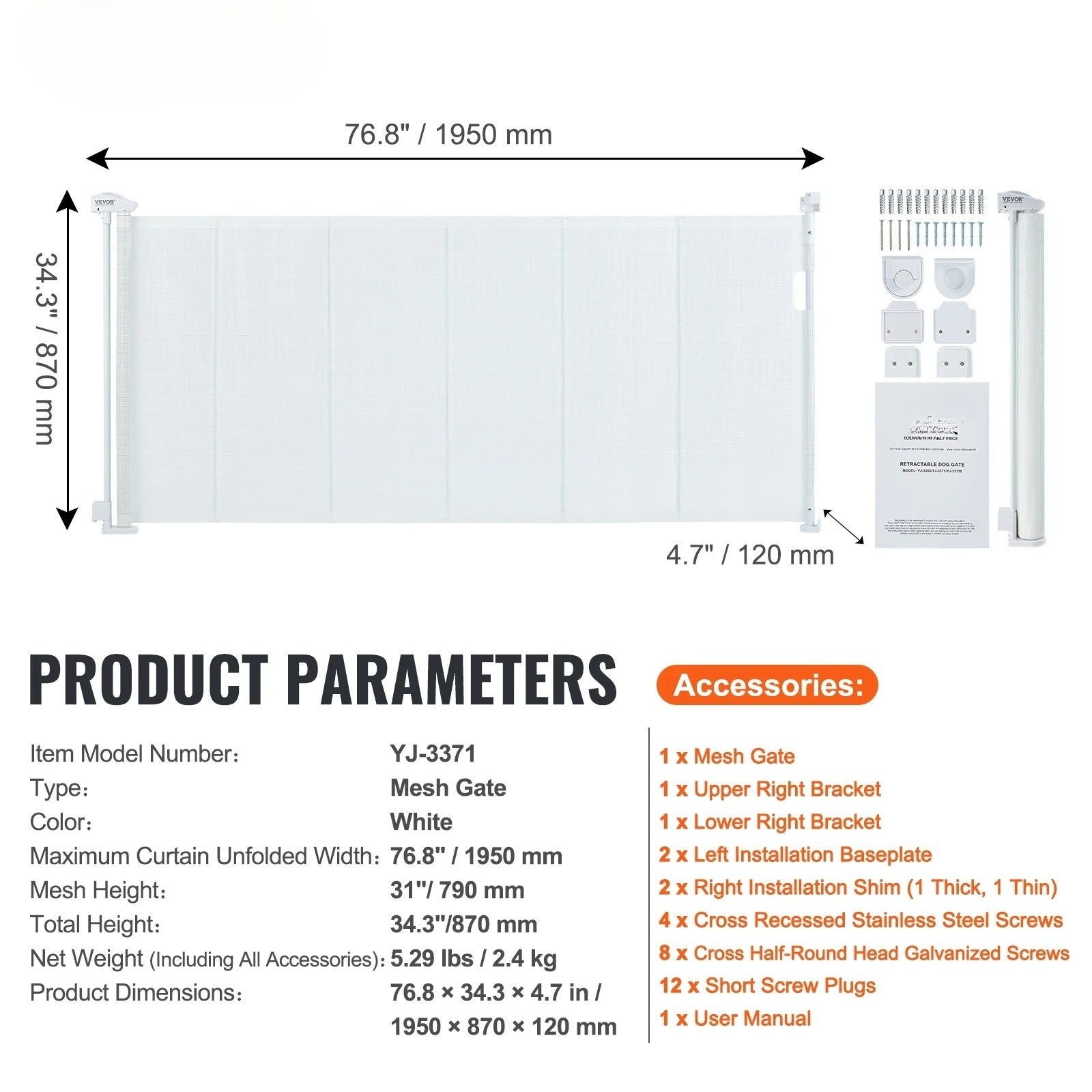 Pet Retractable Dog Gate