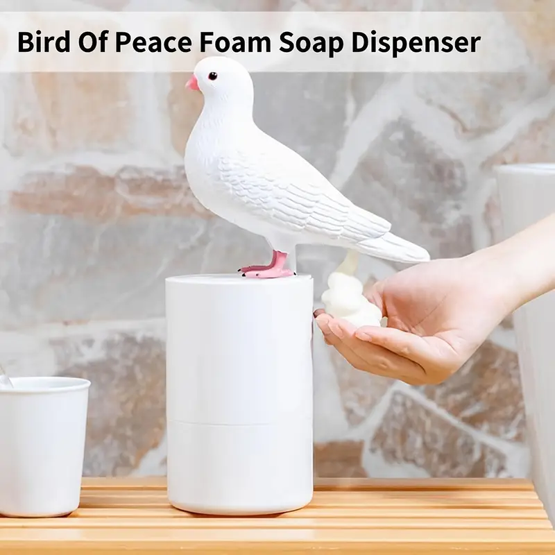 funny pigeon design foam soap dispenser freestanding automatic hand soap dispenser for kitchen bathroom non contact plastic   requires 4 aa batteries not included battery operated details 4
