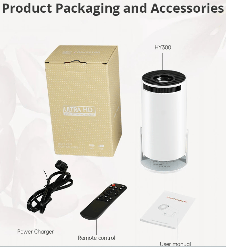 🎥HY300 Portable Projector for Home Outdoor Camping [4K HD 720P] - Home Theatre Experience