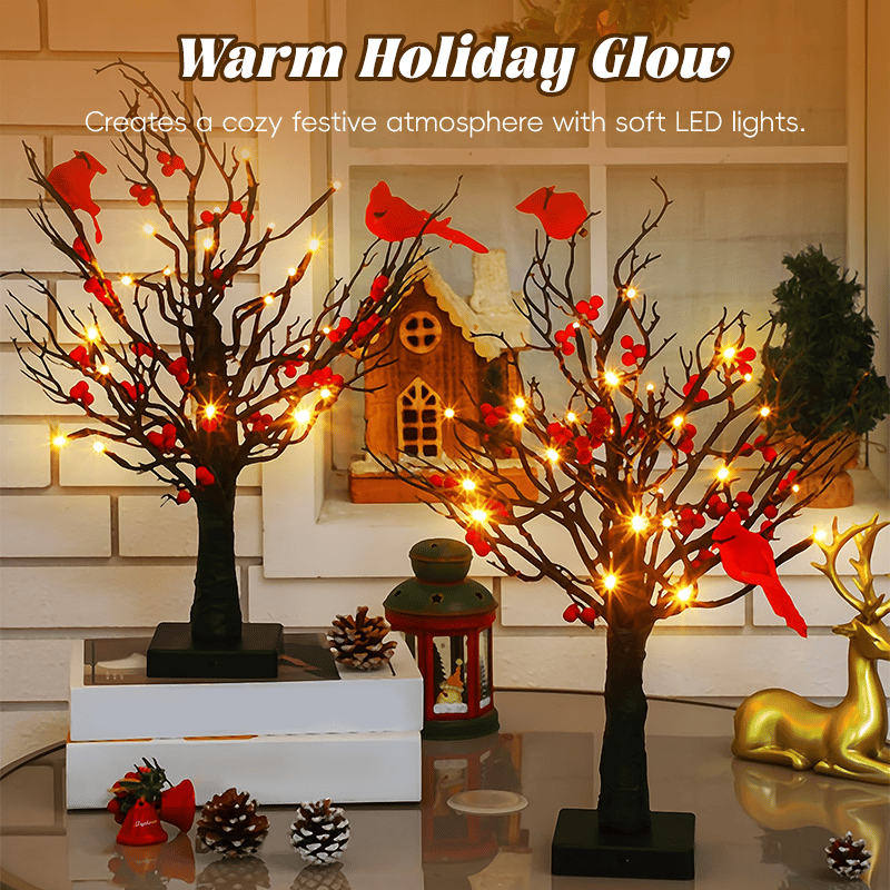 🏆LAST DAY SALE 49% OFF -  Vintage Glowing Cardinal Tree With Berries
