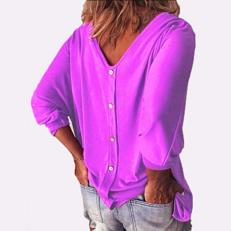 Plus Size Women Loose  Baggy T-Shirt Button👚