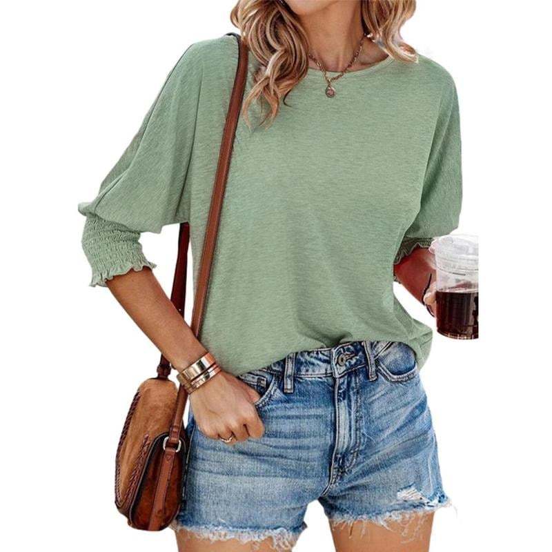 Women's 2025 Fashion Tops 3/4 Sleeve T-Shirts Cute Crewneck Basic Business Tees