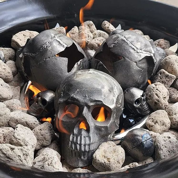 🎃2025 Halloween Hot Sale 🔥 Ceramic Fireproof Fire Pit Skull 💀