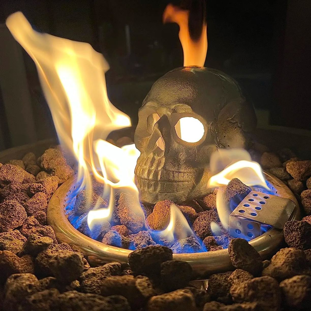 🎃2025 Halloween Hot Sale 🔥 Ceramic Fireproof Fire Pit Skull 💀