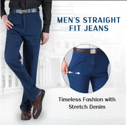 LAST DAY SALE 70% OFF - Men's High Waist Straight Fit Stretch Jeans