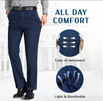 LAST DAY SALE 70% OFF - Men's High Waist Straight Fit Stretch Jeans