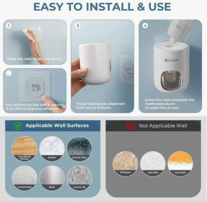 🌟【Automatic Toothpaste Dispenser】🤖 Hands-Free, Wall-Mounted, Squeeze with Ease! 🦷✨