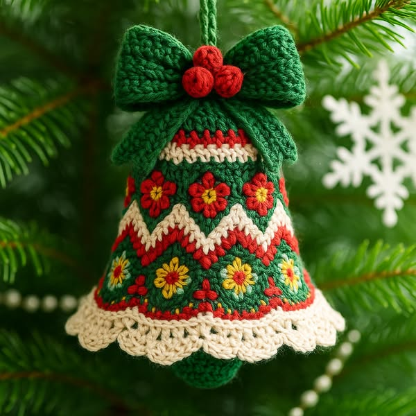 Handmade Christmas Magic 🎄 – DIY Crochet Bell Ornament Kit (Perfect G