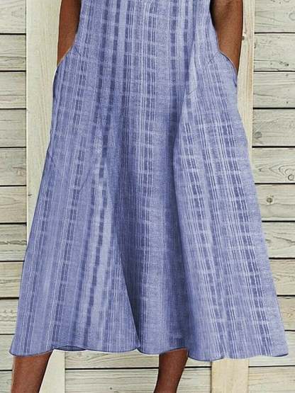 Stripes Stand Collar Dresses