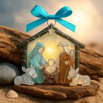 🌊Handmade Sea Glass Nativity Ornament