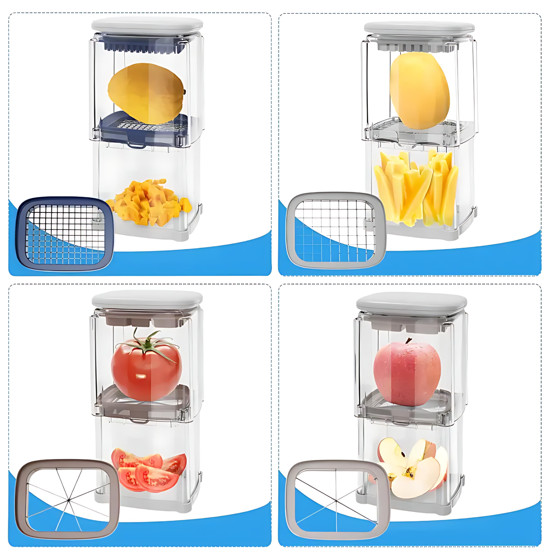 🔪 4-in-1 Manual Vegetable Chopper – No Power Needed | For Potatoes, Onions, Fruits & More 🍅🥔