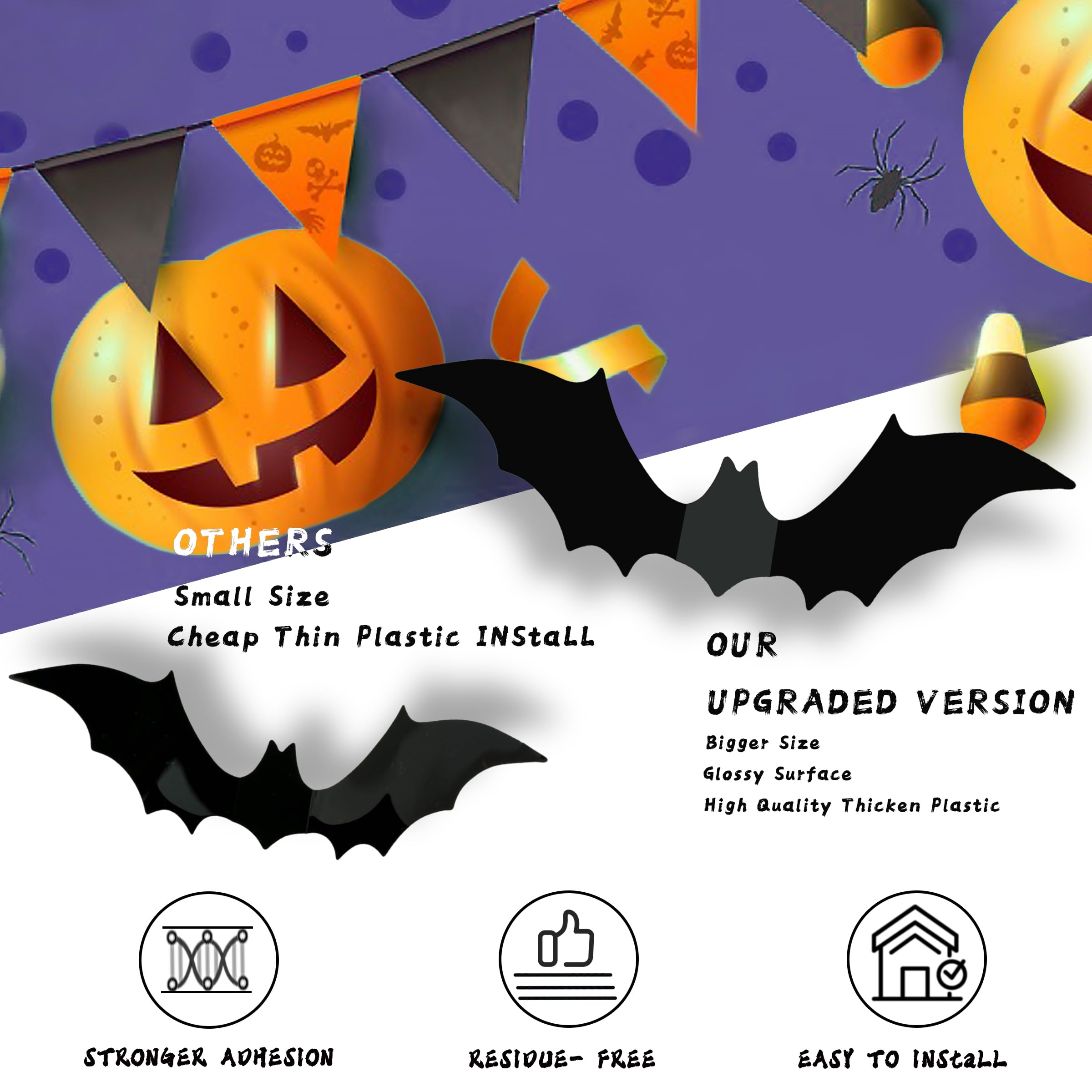 🎃2025 Halloween Must-Have🦇: 3D Bat Light Decoration Set