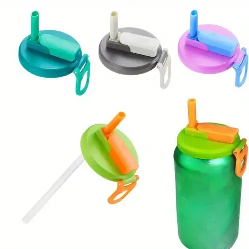 Reusable Drink Can Lids with Built-in Straw – Sustainable & Spill-Proof (5 Pack)