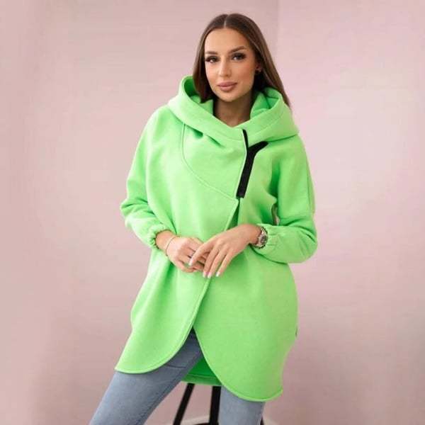 Women's Plus Size Hooded Sweatshirt, Half-zip Fashion Design